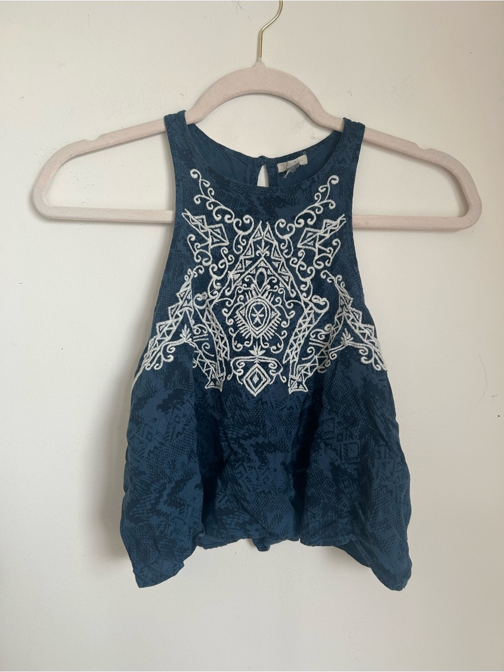 Ecote Navy Tank with White Embroidered Front